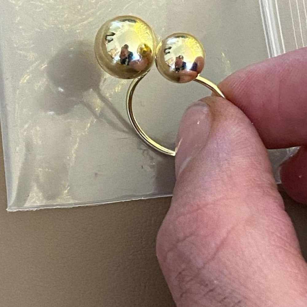 Silver Gold Plated Adjustable Open Ring Size 5 - image 7